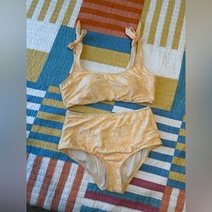 LC Lauren Conrad Yellow Floral Bikini Set, high waisted, tie straps